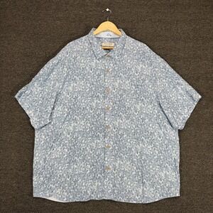 Tommy Bahama Veracruz Cay Shirt Mens 3XLB Blue Floral Hawaiian Tropical‎ Viscose